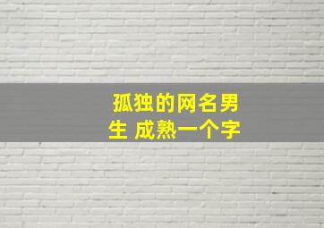 孤独的网名男生 成熟一个字